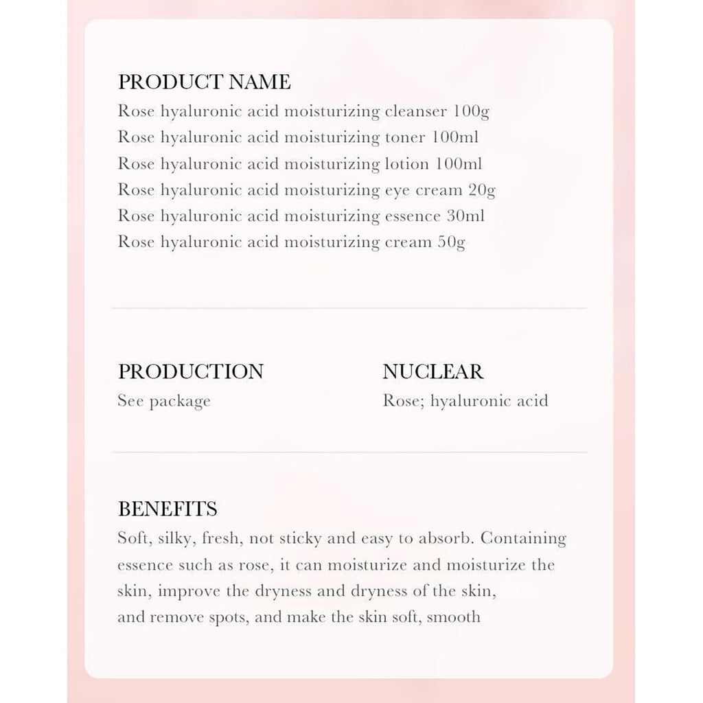 Kit Bioaqua Rose 6 en 1 – Hidratación Profunda y Rejuvenecimiento Facial con Ácido Hialurónico