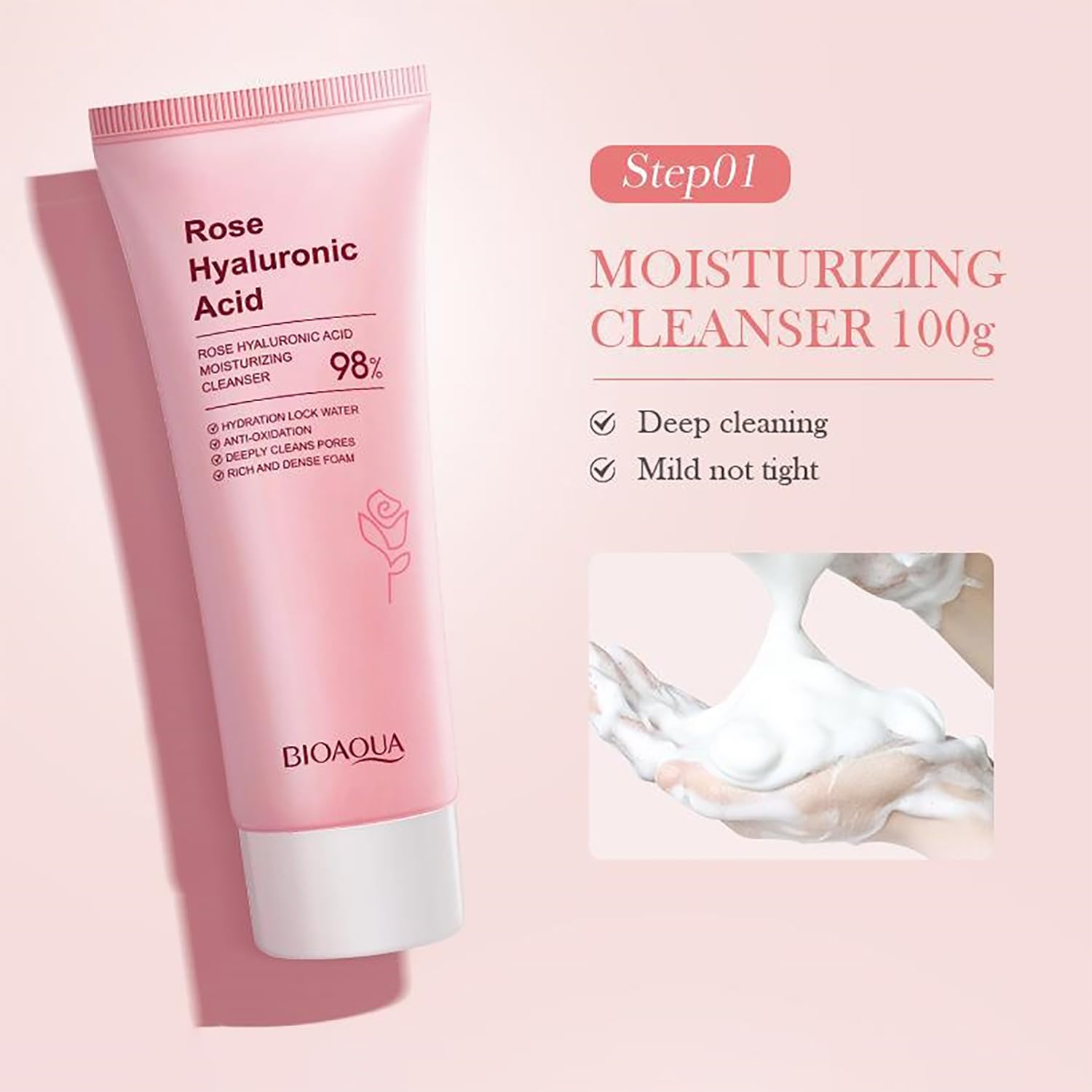 Kit Bioaqua Rose 6 en 1 – Hidratación Profunda y Rejuvenecimiento Facial con Ácido Hialurónico