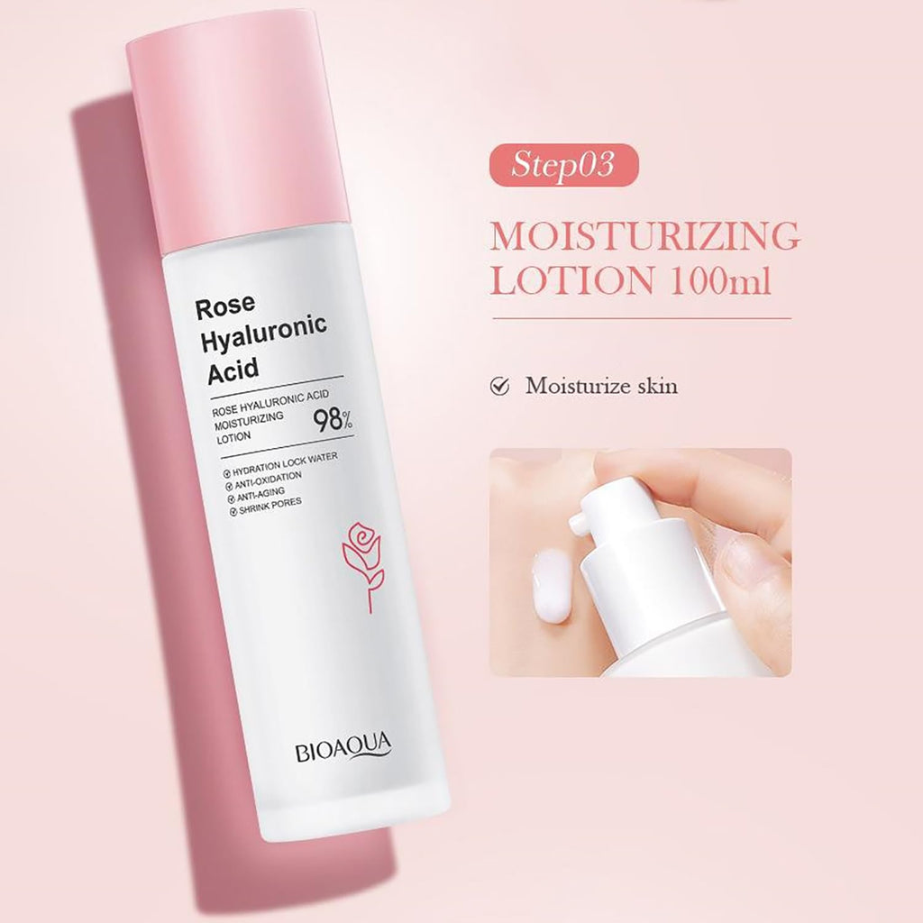 Kit Bioaqua Rose 6 en 1 – Hidratación Profunda y Rejuvenecimiento Facial con Ácido Hialurónico