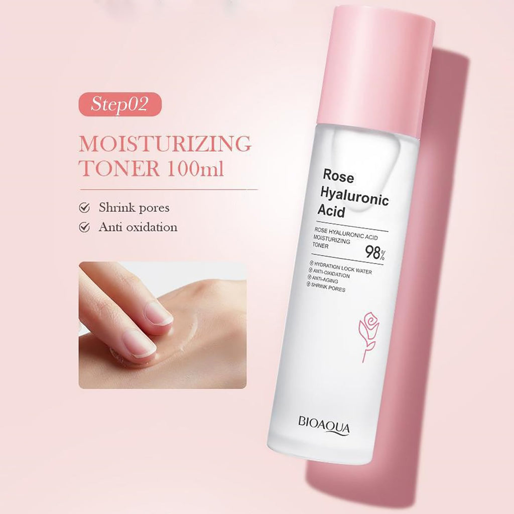 Kit Bioaqua Rose 6 en 1 – Hidratación Profunda y Rejuvenecimiento Facial con Ácido Hialurónico