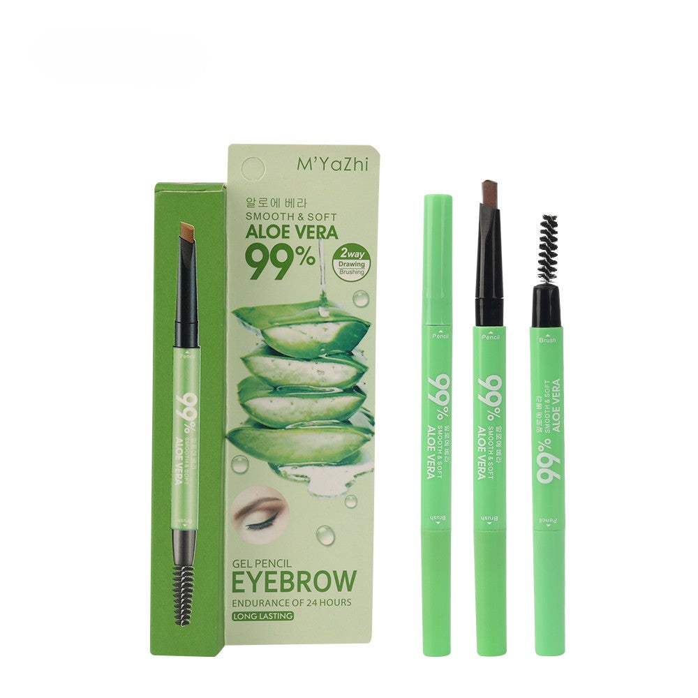 M’Yazhi Lápiz de Cejas Aloe Vera 2 en 1 – Doble Punta, Waterproof y de Larga Duración