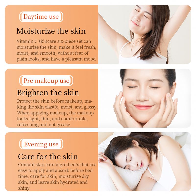 Kit Bioaqua 6 en 1 – Set Facial Hidratante e Iluminador con Vitamina C, Niacinamida y Colágeno