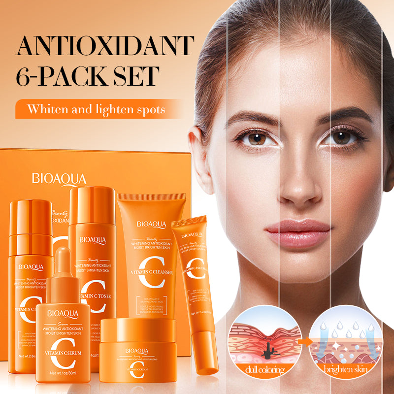 Bioaqua Vitamina C 5 en 1 – Set Facial Antioxidante, Iluminador e Hidratante con Extractos Herbales Naturales