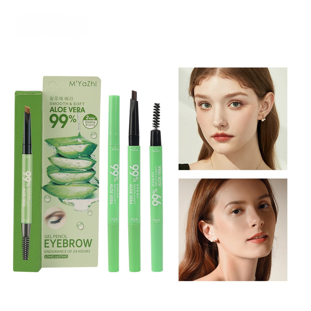 M’Yazhi Lápiz de Cejas Aloe Vera 2 en 1 – Doble Punta, Waterproof y de Larga Duración