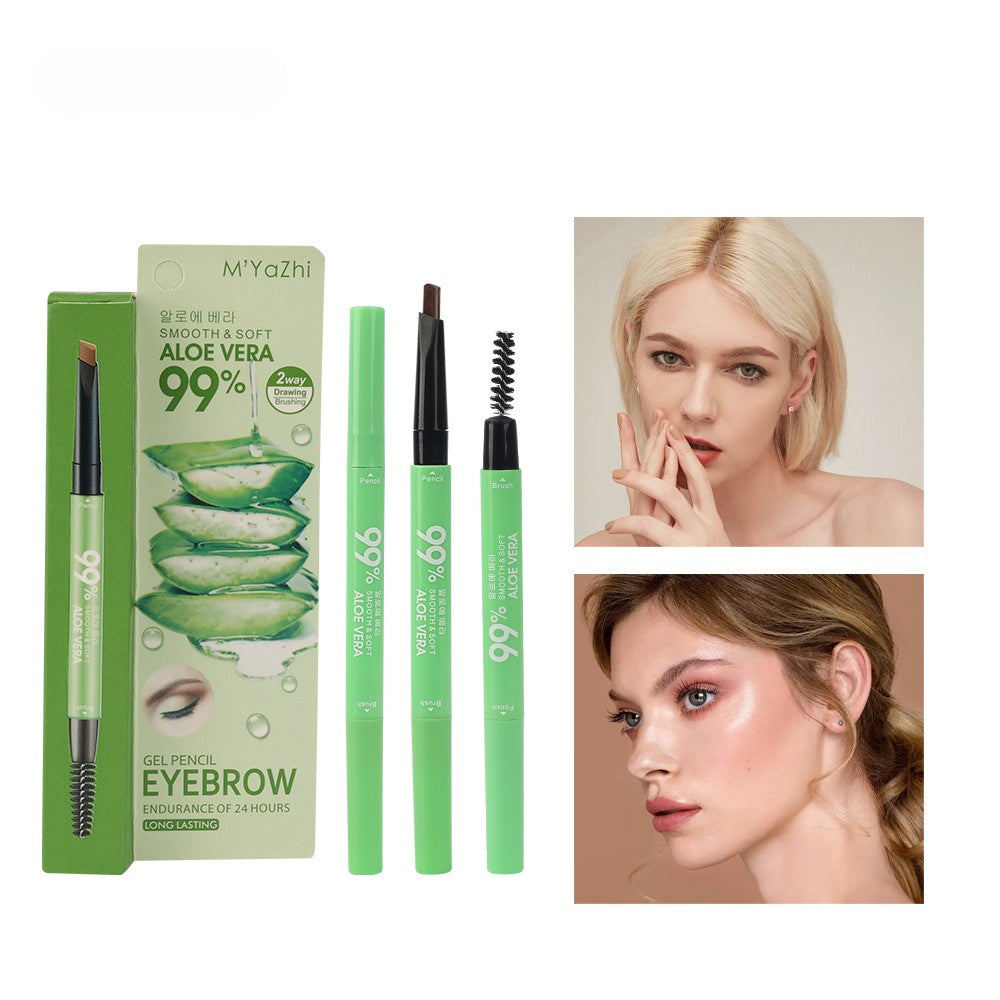 M’Yazhi Lápiz de Cejas Aloe Vera 2 en 1 – Doble Punta, Waterproof y de Larga Duración