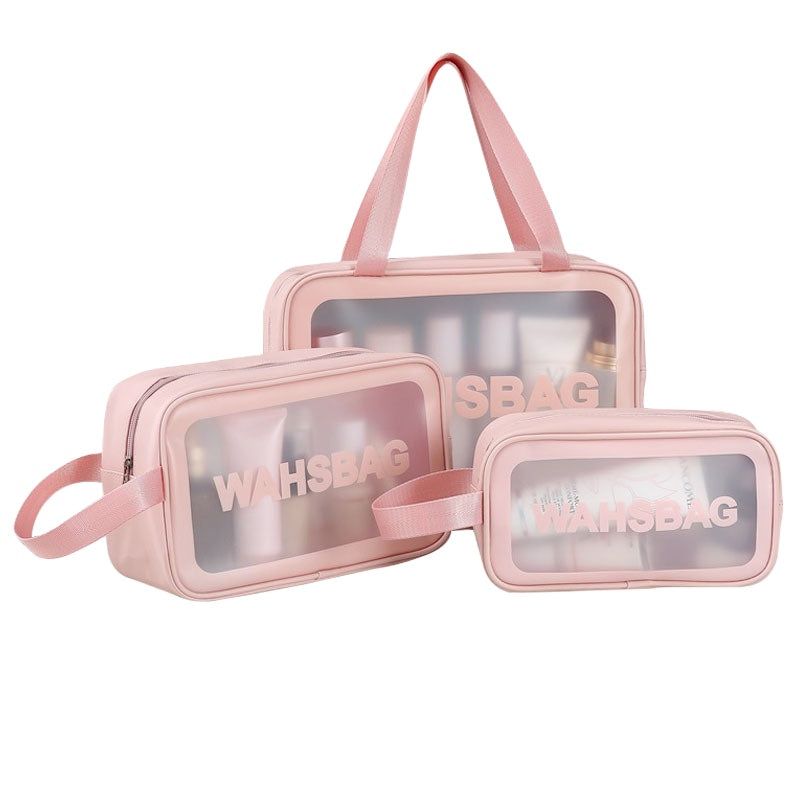 Cosmetiquera Trio – 3 Bolsas Transparente Impermeables de Gran Capacidad para Viaje y Cosméticos