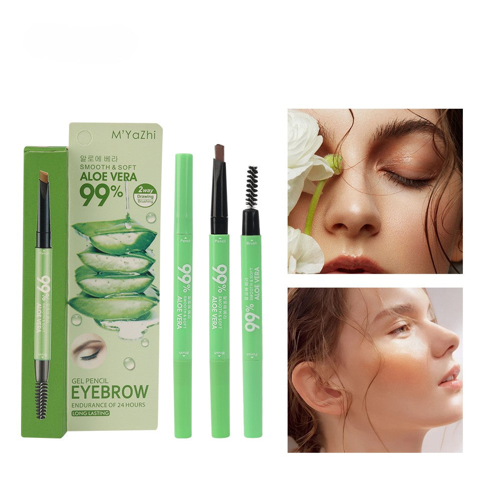 M’Yazhi Lápiz de Cejas Aloe Vera 2 en 1 – Doble Punta, Waterproof y de Larga Duración