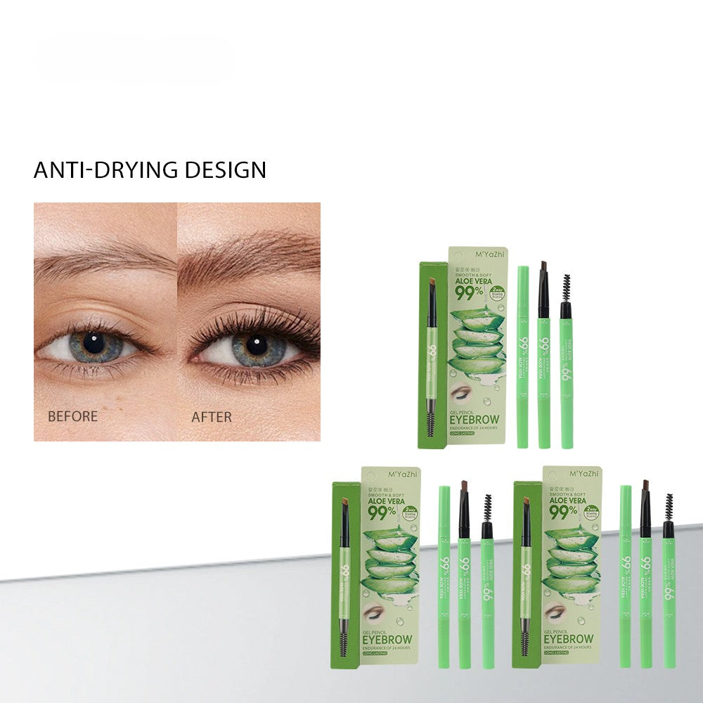 M’Yazhi Lápiz de Cejas Aloe Vera 2 en 1 – Doble Punta, Waterproof y de Larga Duración