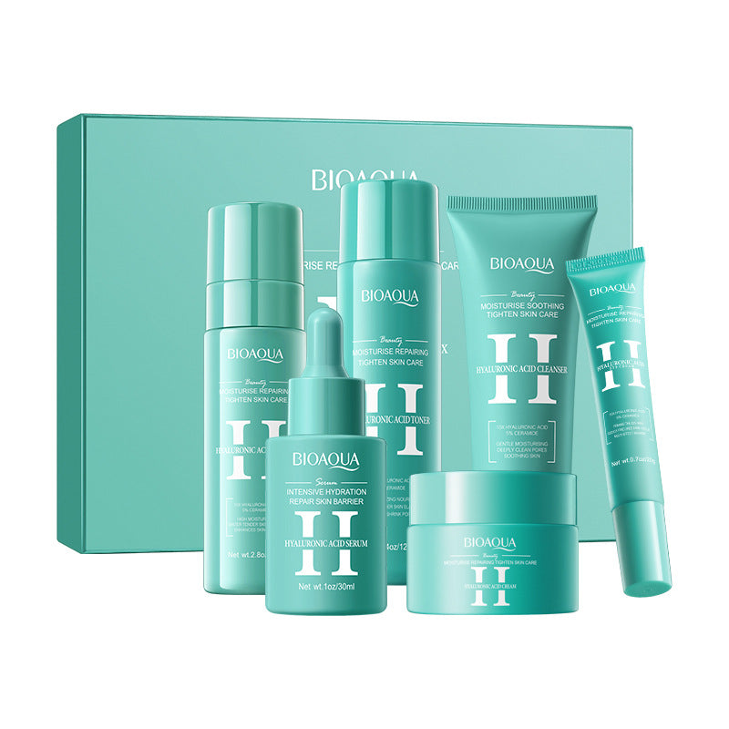 Kit Bioaqua Ácido Hialurónico 6 en 1 – Set Facial Hidratante, Reafirmante y Reparador con Efecto Iluminador