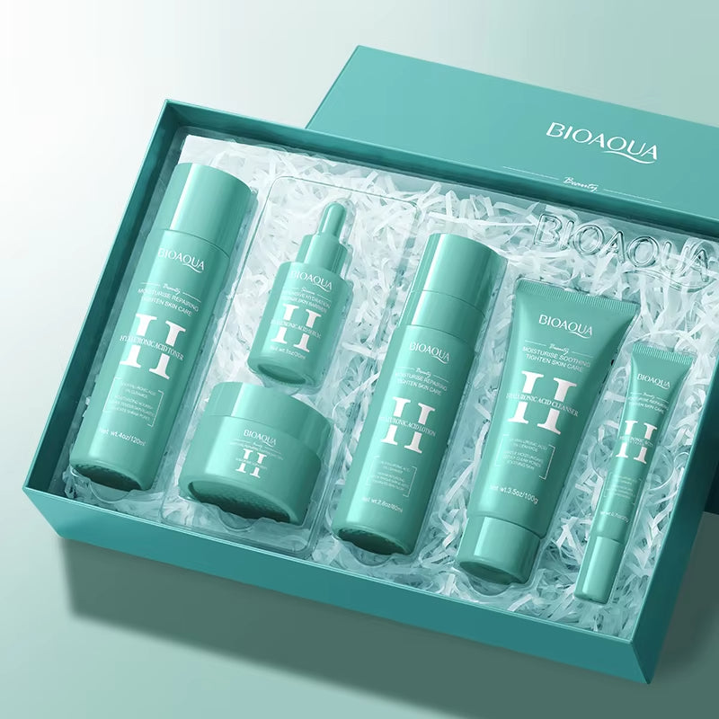 Kit Bioaqua Ácido Hialurónico 6 en 1 – Set Facial Hidratante, Reafirmante y Reparador con Efecto Iluminador