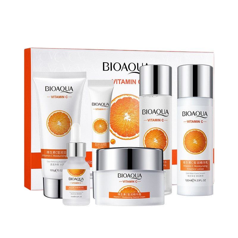 Kit Bioaqua 6 en 1 – Set Facial Hidratante e Iluminador con Vitamina C, Niacinamida y Colágeno