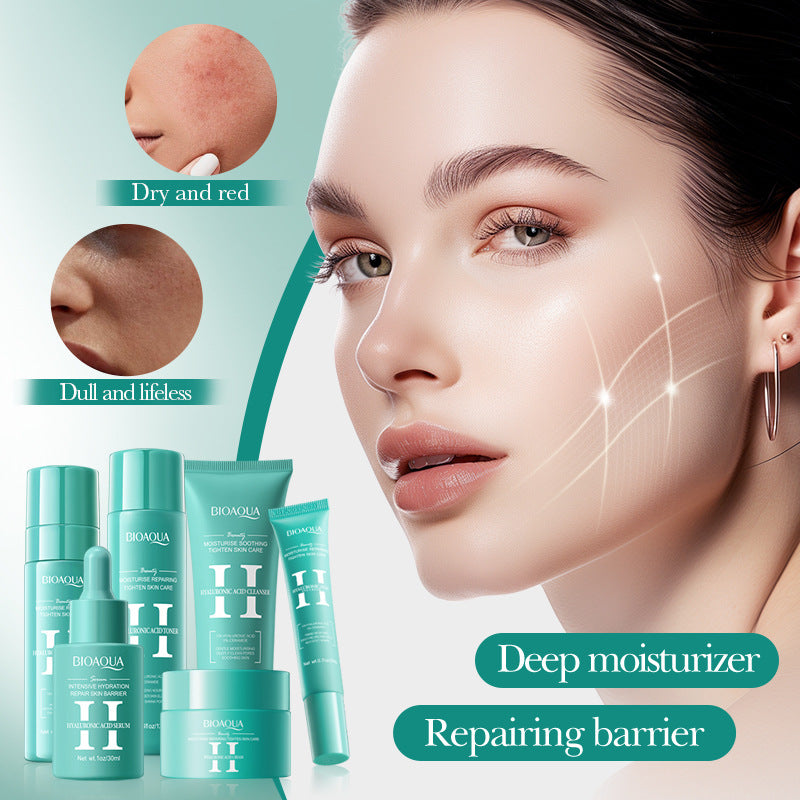 Kit Bioaqua Ácido Hialurónico 6 en 1 – Set Facial Hidratante, Reafirmante y Reparador con Efecto Iluminador