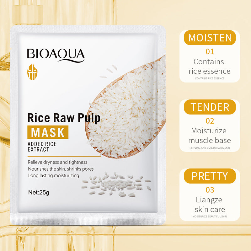 Bioaqua Korean Rice Face Mask – Mascarilla Facial Hidratante y Reafirmante con Colágeno y Vitamina C
