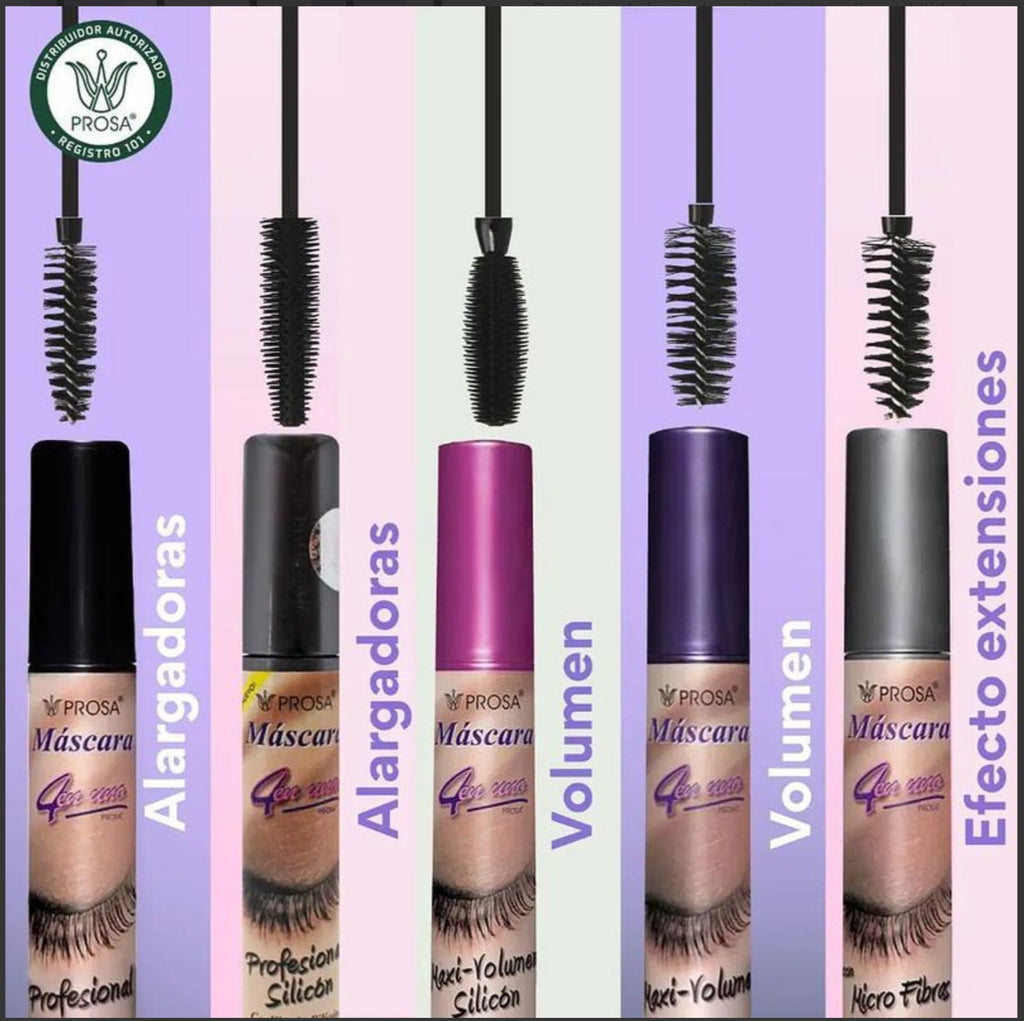 Pestañina Prosa 4 en 1 – Elige tu Estilo (Alargadora, Volumen, Microfibras)